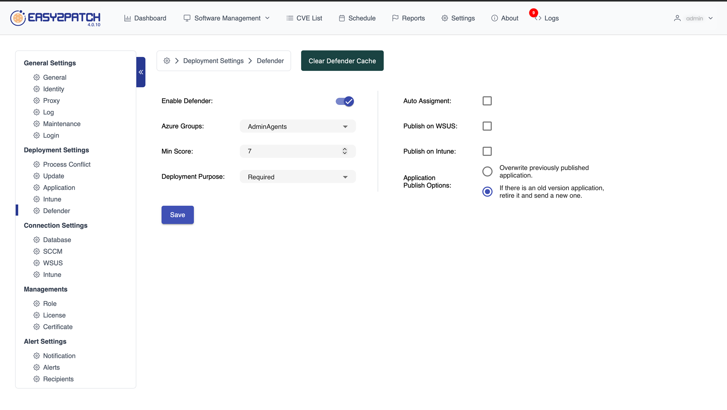 Microsoft Defender vulnerability findings next to the matching Easy2Patch updates