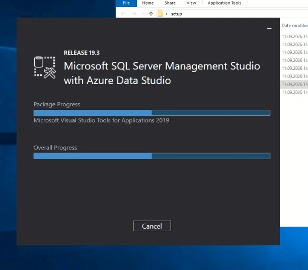 SSMS 19.3 offline kurulum ekranı